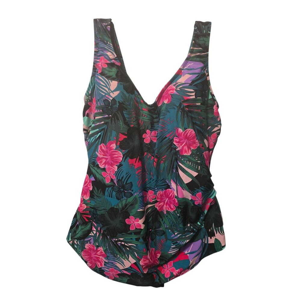 SwimSuits For All Floral Leaf Hawiian Design One Piece Summer Swimsuit 18